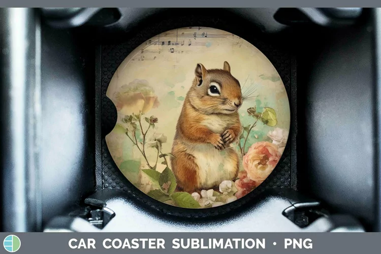 Woodland Animals Chipmunk Car Coaster Sublimation Coaster De