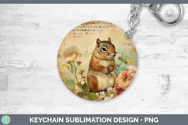 Woodland Animals Chipmunk Keychain Sublimation Keyring Desig