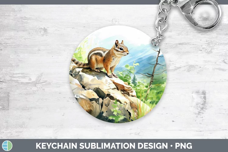 Woodland Animals Chipmunk Keychain Sublimation Keyring Desig