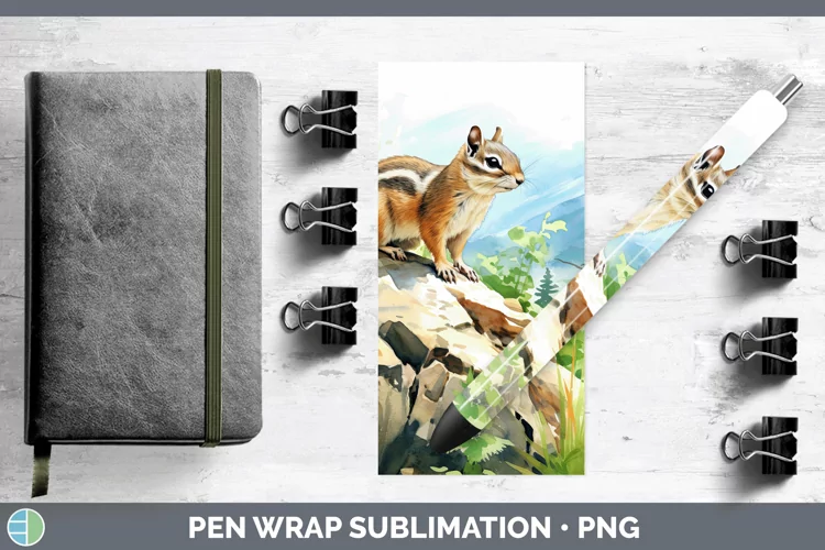 Woodland Animals Chipmunk Pen Wrap Sublimation Pen Designs