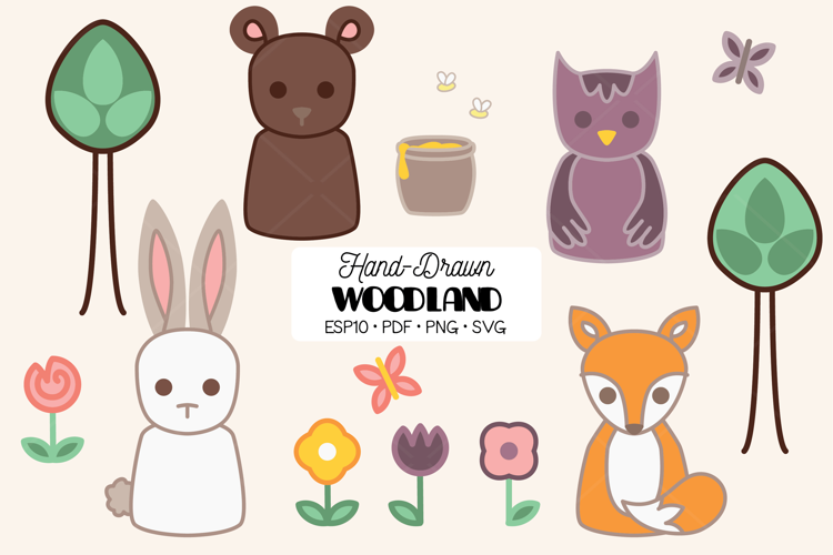 Color Woodland Animal, Forest Critter, Fox, Bear, Owl, Bunny