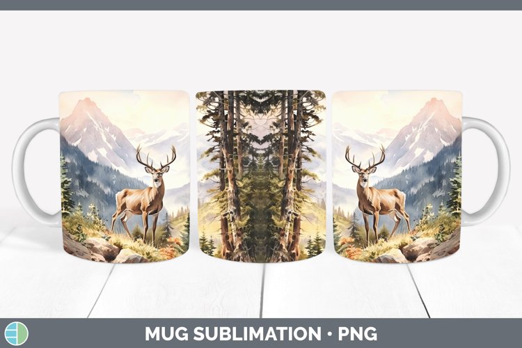 Woodland Animals Deer Mug Wrap Sublimation Coffee Cup Design