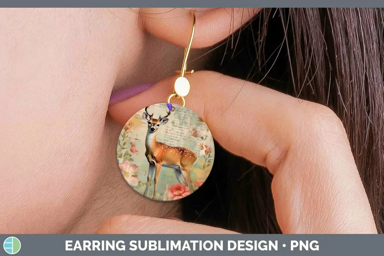 Woodland Animals Deer Round Earrings Sublimation Earrings De