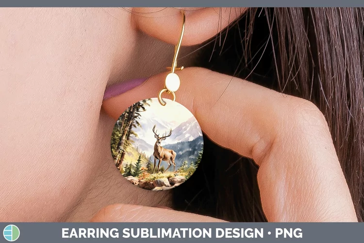 Woodland Animals Deer Round Earrings Sublimation Earrings De