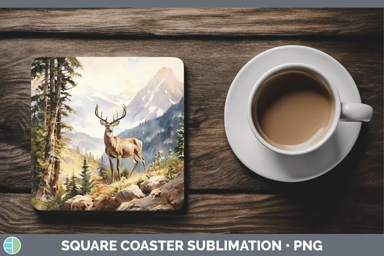Woodland Animals Deer Square Coaster Sublimation Coaster Des