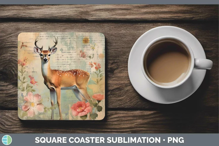 Woodland Animals Deer Square Coaster Sublimation Coaster Des