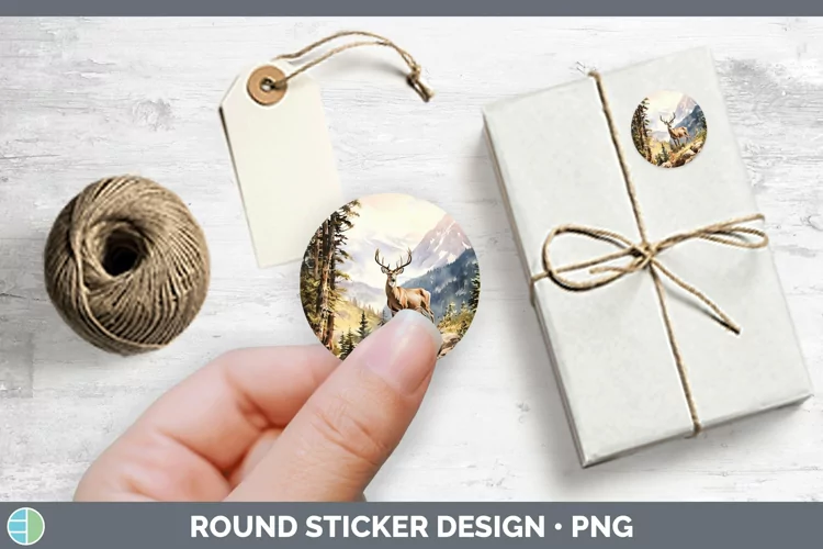 Woodland Animals Deer Stickers | Round Labels Designs