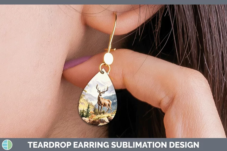 Woodland Animals Deer Teardrop Earrings Sublimation Earrings