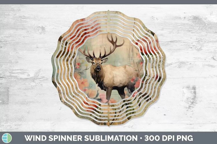 Woodland Animals Elk Wind Spinner Sublimation Spinner Design