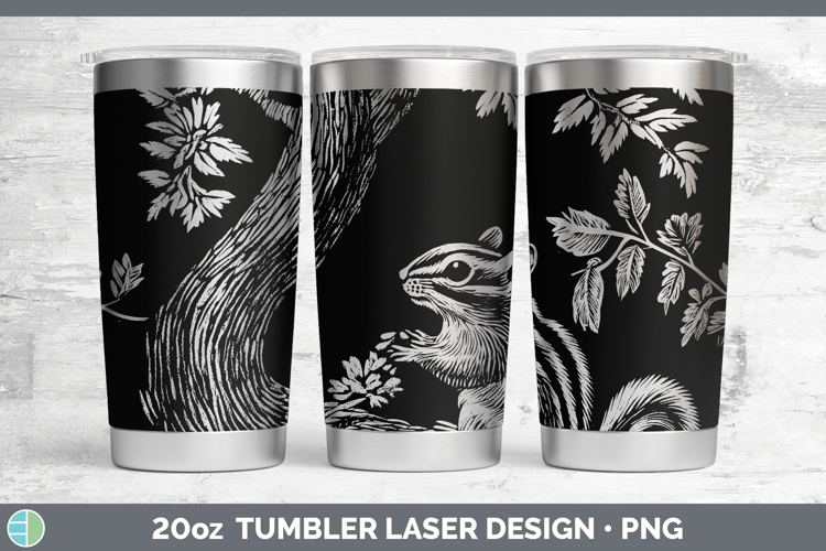 Woodland Animals Etch Chipmunk Laser 20oz Tumbler Sublimatio