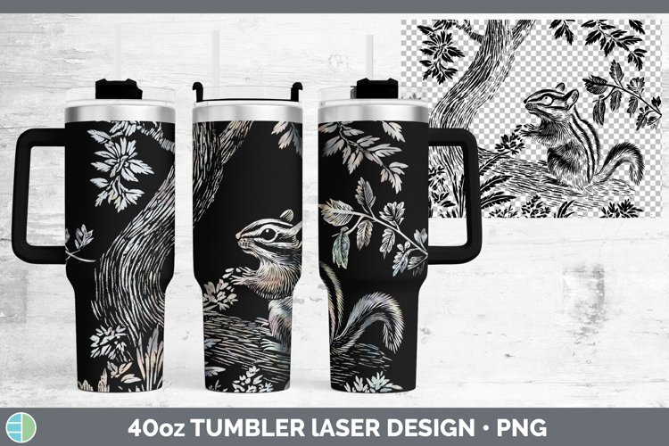 Woodland Animals Etch Chipmunk Laser 40oz Tumbler Sublimatio