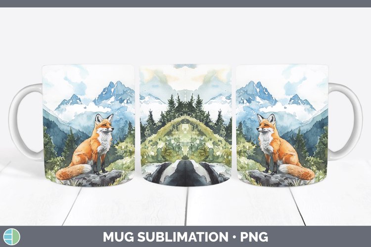Woodland Animals Fox Mug Wrap Sublimation Coffee Cup Designs
