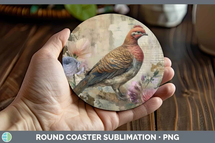 Woodland Animals Grouse Round Coaster Sublimation Coaster De