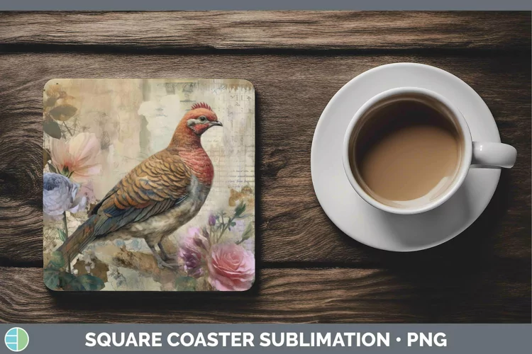 Woodland Animals Grouse Square Coaster Sublimation Coaster D