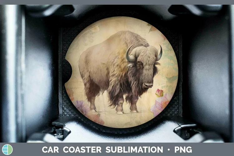 Woodland Animals Musk Ox Car Coaster Sublimation Coaster Des