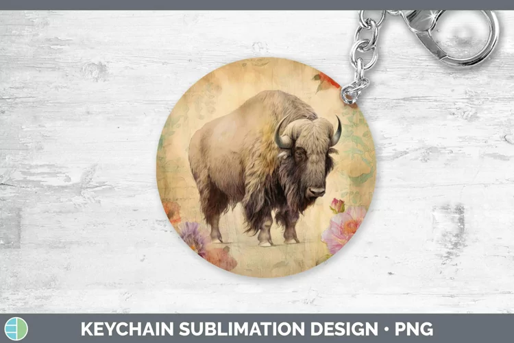 Woodland Animals Musk Ox Keychain Sublimation Keyring Design
