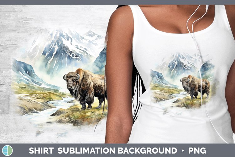 Woodland Animals Musk Ox Shirt Sublimation Sublimation Backg