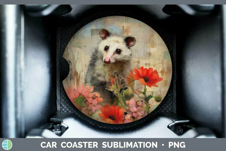 Woodland Animals Opossum Car Coaster Sublimation Coaster Des