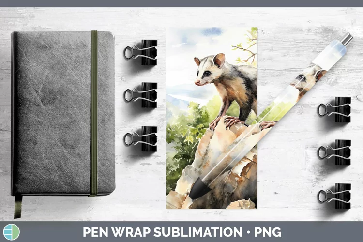 Woodland Animals Opossum Pen Wrap Sublimation Pen Designs