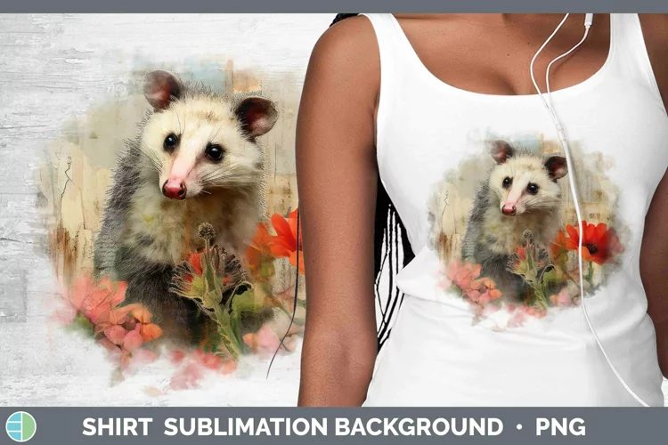 Woodland Animals Opossum Shirt Sublimation Sublimation Backg