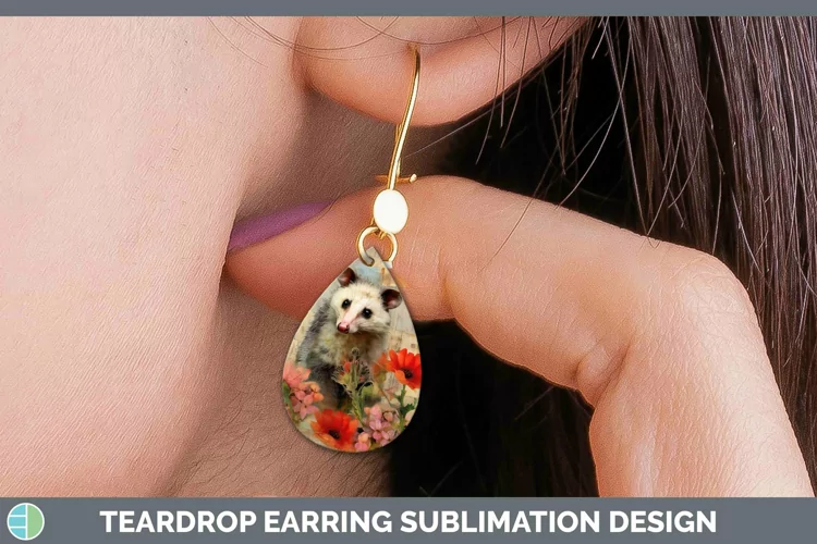 Woodland Animals Opossum Teardrop Earrings Sublimation Earri