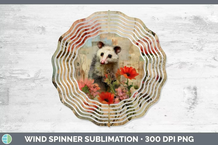 Woodland Animals Opossum Wind Spinner Sublimation Spinner De