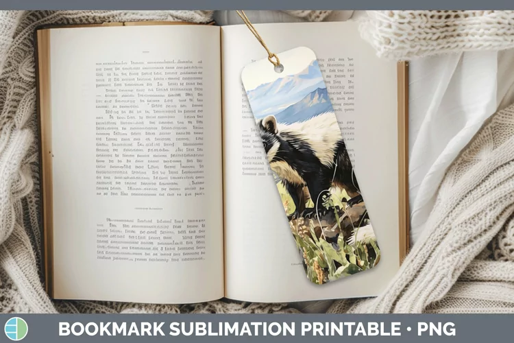 Woodland Animals Skunk Bookmark Sublimation Printable Design