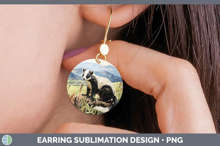 Woodland Animals Skunk Round Earrings Sublimation Earrings D
