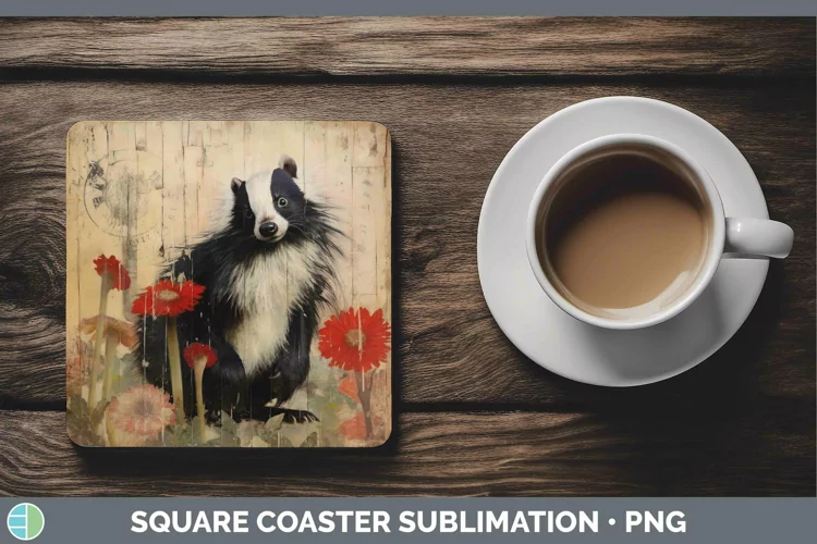 Woodland Animals Skunk Square Coaster Sublimation Coaster De