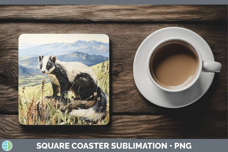 Woodland Animals Skunk Square Coaster Sublimation Coaster De