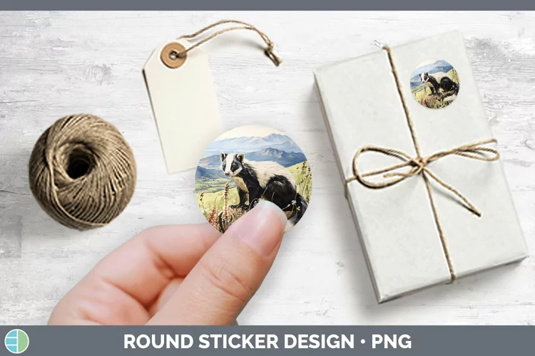 Woodland Animals Skunk Stickers | Round Labels Designs
