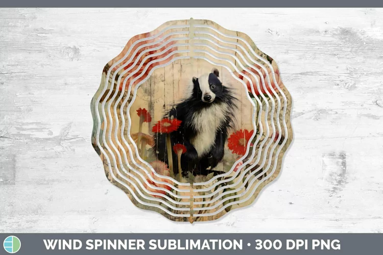 Woodland Animals Skunk Wind Spinner Sublimation Spinner Desi