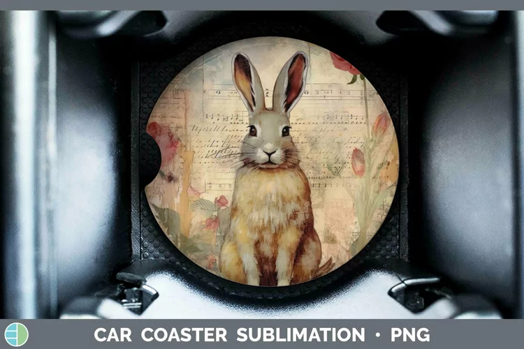 Woodland Animals Snowshoe Hare Car Coaster Sublimation Coast