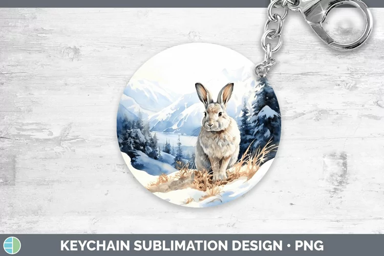 Woodland Animals Snowshoe Hare Keychain Sublimation Keyring
