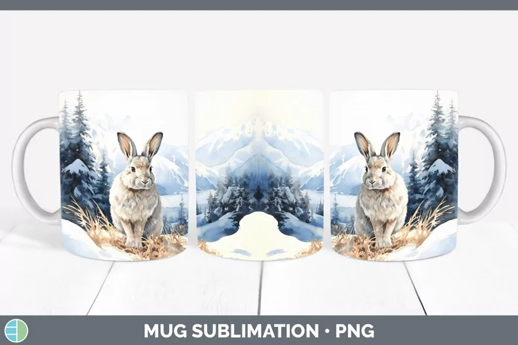 Woodland Animals Snowshoe Hare Mug Wrap Sublimation Coffee C