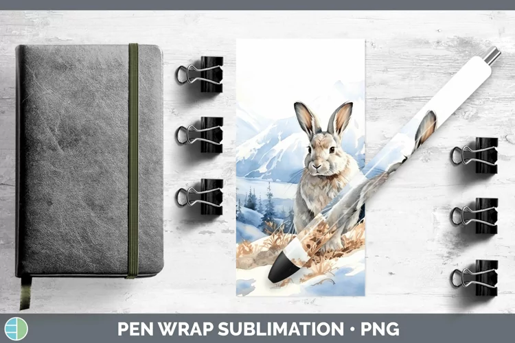 Woodland Animals Snowshoe Hare Pen Wrap Sublimation Pen Desi