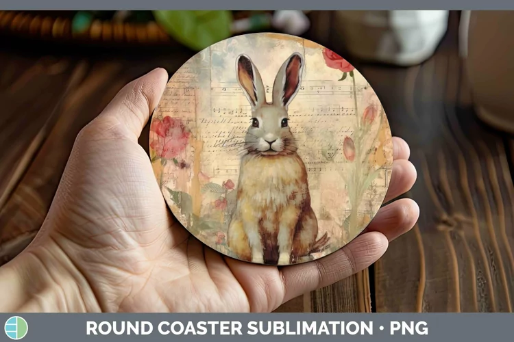 Woodland Animals Snowshoe Hare Round Coaster Sublimation Coa
