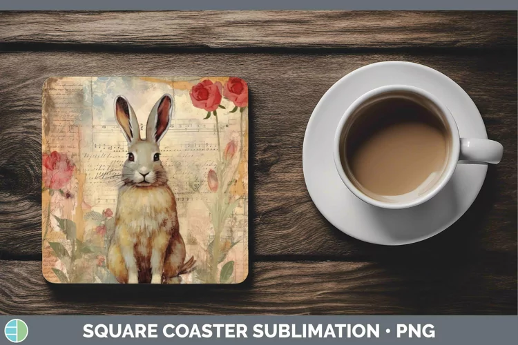 Woodland Animals Snowshoe Hare Square Coaster Sublimation Co
