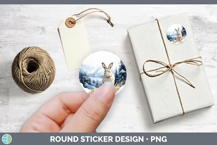 Woodland Animals Snowshoe Hare Stickers | Round Labels Desig