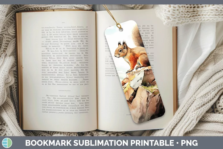 Woodland Animals Squirrel Bookmark Sublimation Printable Des