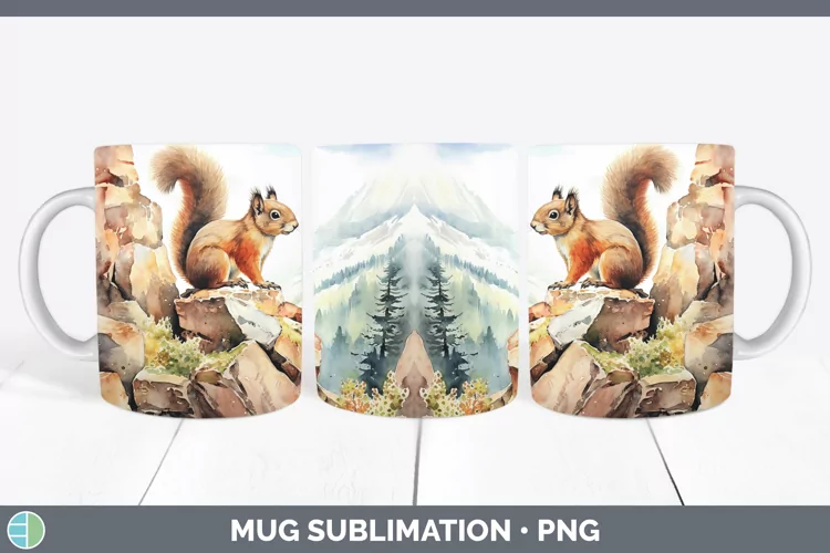 Woodland Animals Squirrel Mug Wrap Sublimation Coffee Cup De