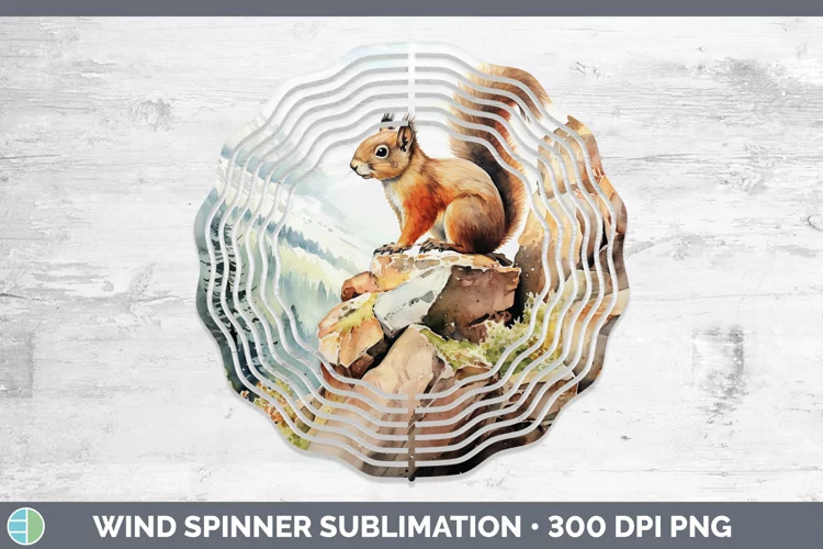 Woodland Animals Squirrel Wind Spinner Sublimation Spinner D