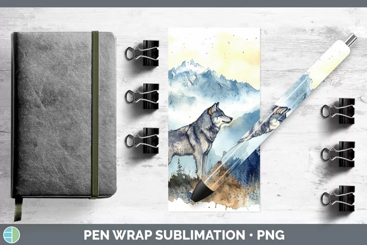 Woodland Animals Wolf Pen Wrap Sublimation Pen Designs