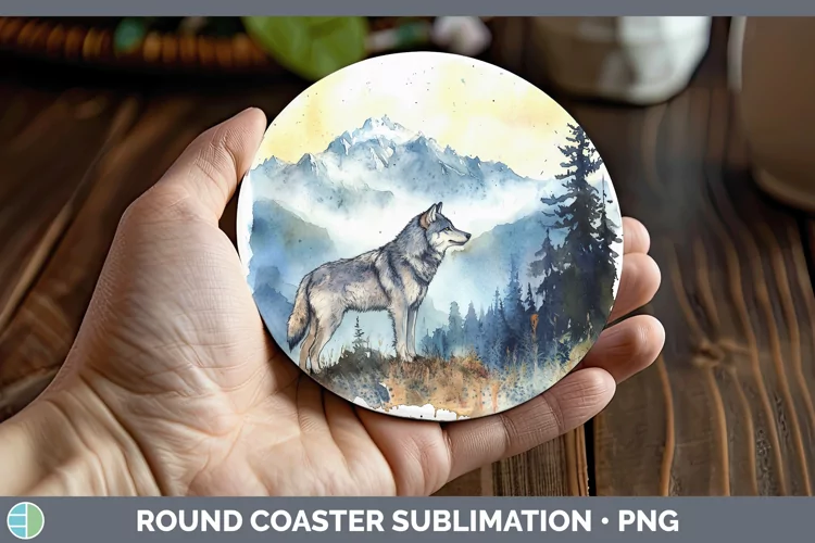 Woodland Animals Wolf Round Coaster Sublimation Coaster Desi