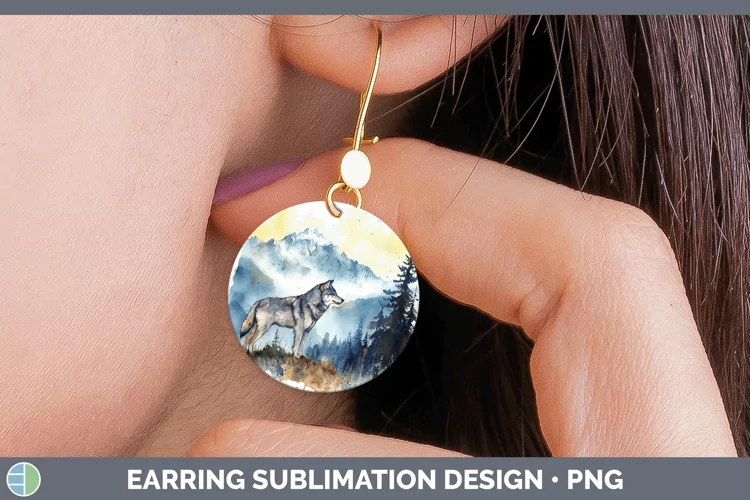 Woodland Animals Wolf Round Earrings Sublimation Earrings De