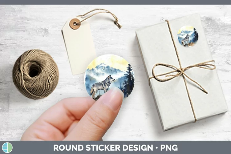 Woodland Animals Wolf Stickers | Round Labels Designs