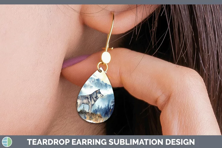 Woodland Animals Wolf Teardrop Earrings Sublimation Earrings