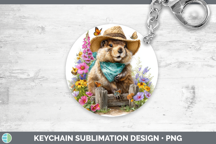 Beaver Keychain Woodland Bandana Summer Sublimation Keyring