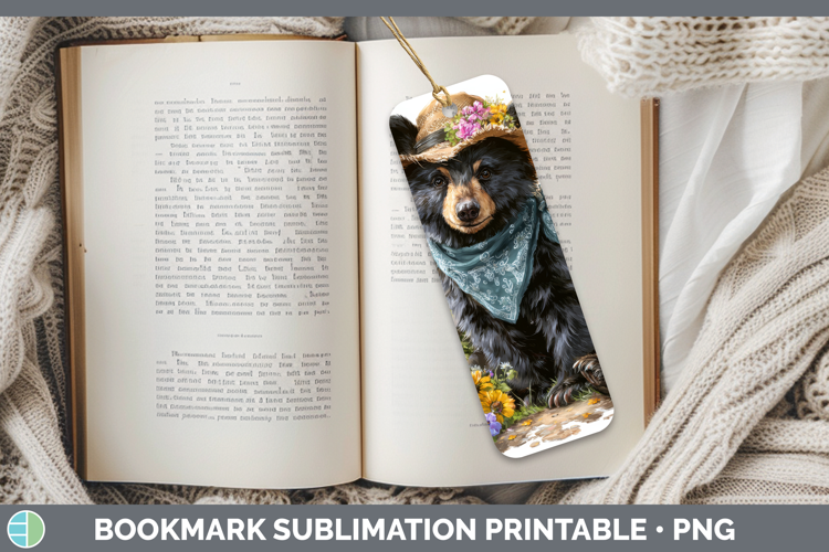 Black Bear Bookmark Woodland Bandana Summer Sublimation Prin