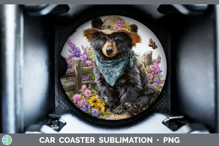 Black Bear Car Coaster Woodland Bandana Summer Sublimation